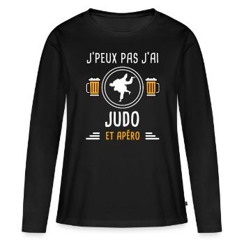 je peux pas j'ai judo judoka apéro cadeau - T-shirt manches longues Premium bio Femme - noir - Devant - Julia (174cm)