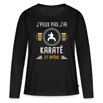 je peux pas j'ai karaté apéro cadeau - T-shirt manches longues Premium bio Femme - noir - Devant - Julia (174cm)