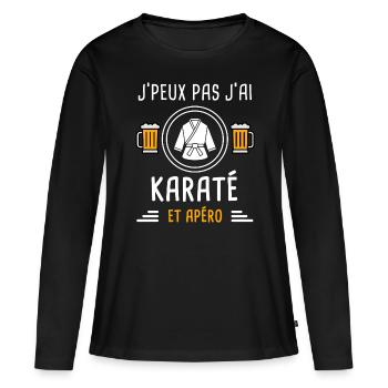 je peux pas j'ai karaté karategi apéro cadeau - T-shirt manches longues Premium bio Femme - noir - Devant - Julia (174cm)