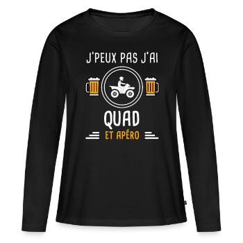 je peux pas j'ai quad apéro cadeau - T-shirt manches longues Premium bio Femme - noir - Devant - Julia (174cm)