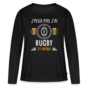 je peux pas j'ai rugby ballon apéro cadeau - T-shirt manches longues Premium bio Femme - noir - Devant - Julia (174cm)