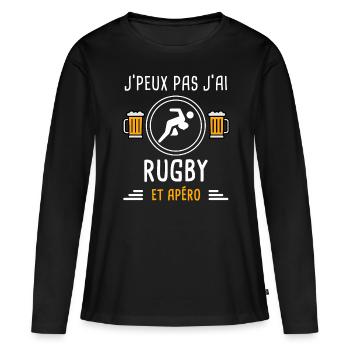 je peux pas j'ai rugby joueur apéro cadeau - T-shirt manches longues Premium bio Femme - noir - Devant - Julia (174cm)
