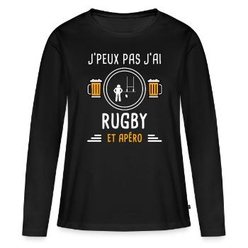 je peux pas j'ai rugby sport apéro cadeau - T-shirt manches longues Premium bio Femme - noir - Devant - Julia (174cm)
