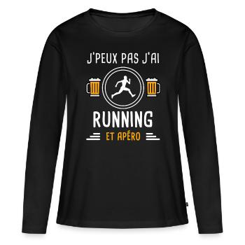 je peux pas j'ai running courir apéro cadeau - T-shirt manches longues Premium bio Femme - noir - Devant - Julia (174cm)