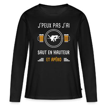 je peux pas j'ai saut en hauteur apéro cadeau - T-shirt manches longues Premium bio Femme - noir - Devant - Julia (174cm)