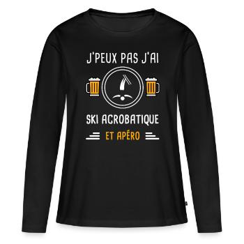 je peux pas j'ai ski acrobatique apéro cadeau - T-shirt manches longues Premium bio Femme - noir - Devant - Julia (174cm)