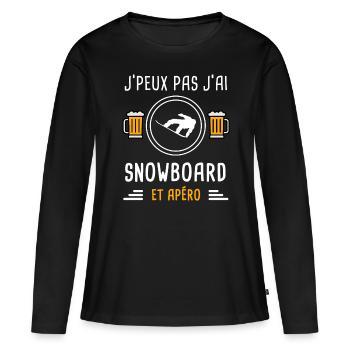 je peux pas j'ai snowboard apéro cadeau - T-shirt manches longues Premium bio Femme - noir - Devant - Julia (174cm)