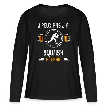 je peux pas j'ai squash apéro cadeau - T-shirt manches longues Premium bio Femme - noir - Devant - Julia (174cm)