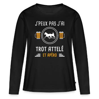 je peux pas j'ai trot attelé apéro cadeau - T-shirt manches longues Premium bio Femme - noir - Devant - Julia (174cm)