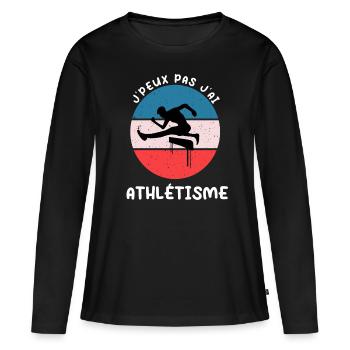 Je peux pas j'ai athlétisme rétro bleu rouge - T-shirt manches longues Premium bio Femme - noir - Devant - Julia (174cm)