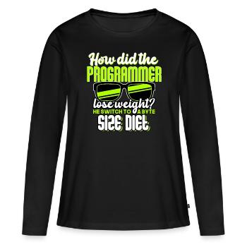 Programming - How did the programmer lose weight? - Women's Premium Organic Long Sleeve Shirt - black - Front - Julia (174cm)