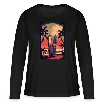 Style Rétro Surf - T-shirt manches longues Premium bio Femme - noir - Devant - Julia (174cm)