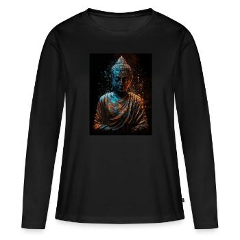 Friedliche abstrakte Buddha-Statue - Frauen Premium Bio Langarmshirt - Schwarz - Vorne - Julia (174cm)