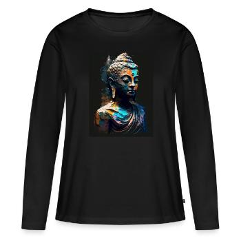 Abstrakte Buddha-Statue - Frauen Premium Bio Langarmshirt - Schwarz - Vorne - Julia (174cm)
