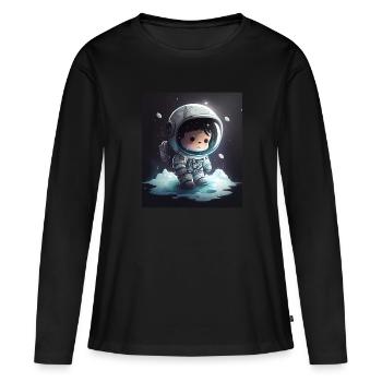Astronaute Chibi - T-shirt manches longues Premium bio Femme - noir - Devant - Julia (174cm)
