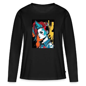 Rebel Girl - Women's Premium Organic Long Sleeve Shirt - black - Front - Julia (174cm)