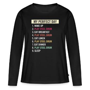 Drôles de joueurs de tambours d’acier Amateurs de musique de tambour d’acier - T-shirt manches longues Premium bio Femme - noir - Devant - Julia (174cm)