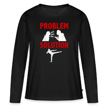 Kickboxing Kickboxer Problème Solution Hobby - T-shirt manches longues Premium bio Femme - noir - Devant - Julia (174cm)