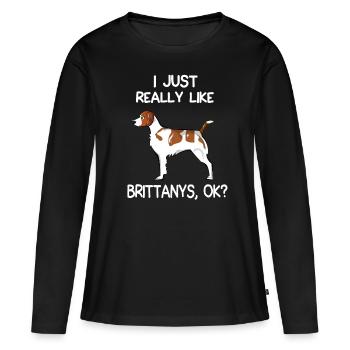 I Just Really Like Brittanys - Women's Premium Organic Long Sleeve Shirt - black - Front - Julia (174cm)