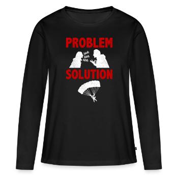 Parachutistes Parachutistes Problème Solution Hobby - T-shirt manches longues Premium bio Femme - noir - Devant - Julia (174cm)