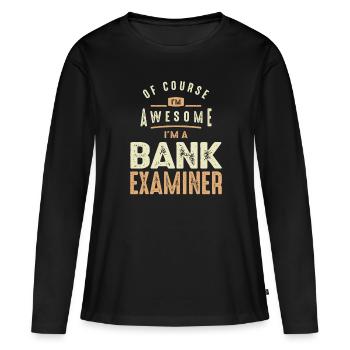 Super examinateur de banque - T-shirt manches longues Premium bio Femme - noir - Devant - Julia (174cm)