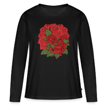 Jardin botanique Roses Jardinier Cadeau Botanique - T-shirt manches longues Premium bio Femme - noir - Devant - Julia (174cm)