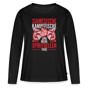 Tierliebhaber Lustiges Siamesischer Kampffisch - Frauen Premium Bio Langarmshirt - Schwarz - Vorne - Julia (174cm)
