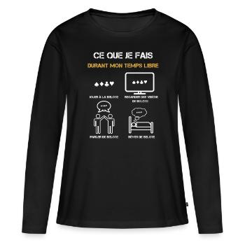 belote temps libre humour - T-shirt manches longues Premium bio Femme - noir - Devant - Julia (174cm)