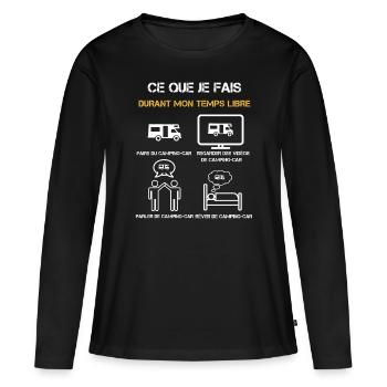 camping car temps libre humour - T-shirt manches longues Premium bio Femme - noir - Devant - Julia (174cm)