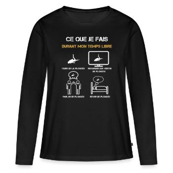 plongée apnée temps libre humour - T-shirt manches longues Premium bio Femme - noir - Devant - Julia (174cm)