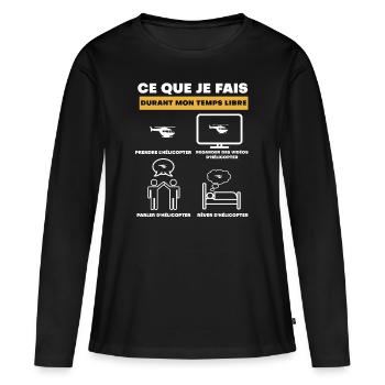 hélicopter durant temps libre - T-shirt manches longues Premium bio Femme - noir - Devant - Julia (174cm)