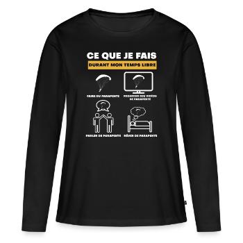 parapente durant temps libre - T-shirt manches longues Premium bio Femme - noir - Devant - Julia (174cm)