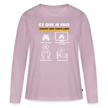 quad durant temps libre - T-shirt manches longues Premium bio Femme - rose poudré - Devant - Julia (174cm)