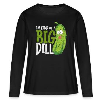 Concombre à l’aneth Je suis un concombre assez épais - T-shirt manches longues Premium bio Femme - noir - Devant - Julia (174cm)