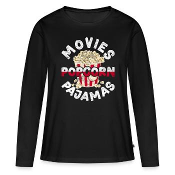 Films Popcorn Pyjamas Cadeau Popcorn Drôle Popcorn - T-shirt manches longues Premium bio Femme - noir - Devant - Julia (174cm)