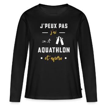 je peux pas j'ai aquathlon apéro humour - T-shirt manches longues Premium bio Femme - noir - Devant - Julia (174cm)