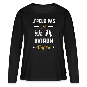 je peux pas j'ai aviron apéro humour - T-shirt manches longues Premium bio Femme - noir - Devant - Julia (174cm)