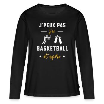 je peux pas j'ai basketball apéro humour - T-shirt manches longues Premium bio Femme - noir - Devant - Julia (174cm)