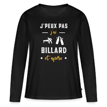je peux pas j'ai billard apéro humour - T-shirt manches longues Premium bio Femme - noir - Devant - Julia (174cm)