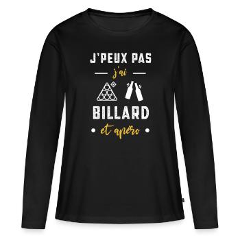 je peux pas j'ai billard boules apéro humour - T-shirt manches longues Premium bio Femme - noir - Devant - Julia (174cm)