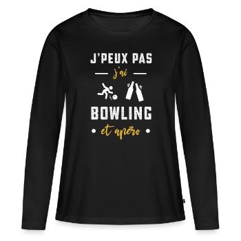 je peux pas j'ai bowling apéro humour - T-shirt manches longues Premium bio Femme - noir - Devant - Julia (174cm)