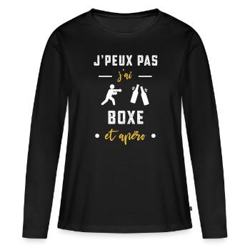 je peux pas j'ai boxe combat apéro humour - T-shirt manches longues Premium bio Femme - noir - Devant - Julia (174cm)