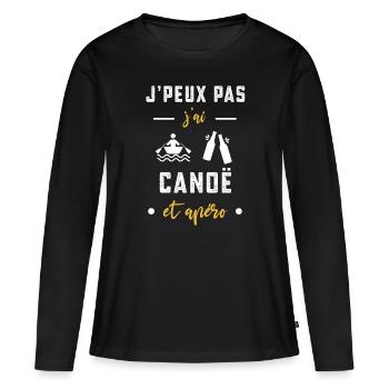 je peux pas j'ai canoë apéro humour - T-shirt manches longues Premium bio Femme - noir - Devant - Julia (174cm)