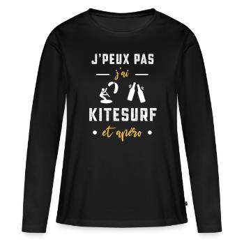 je peux pas j'ai Kitesurf apéro humour - T-shirt manches longues Premium bio Femme - noir - Devant - Julia (174cm)