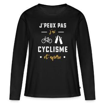 je peux pas j'ai cyclisme apéro humour - T-shirt manches longues Premium bio Femme - noir - Devant - Julia (174cm)