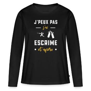 je peux pas j'ai escrime apéro humour - T-shirt manches longues Premium bio Femme - noir - Devant - Julia (174cm)