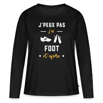 je peux pas j'ai foot crampons apéro humour - T-shirt manches longues Premium bio Femme - noir - Devant - Julia (174cm)