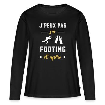 je peux pas j'ai footing apéro humour - T-shirt manches longues Premium bio Femme - noir - Devant - Julia (174cm)