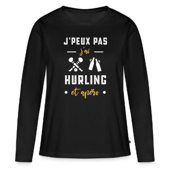 je peux pas j'ai hurling apéro humour - T-shirt manches longues Premium bio Femme - noir - Devant - Julia (174cm)