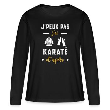 je peux pas j'ai karaté karategi apéro humour - T-shirt manches longues Premium bio Femme - noir - Devant - Julia (174cm)